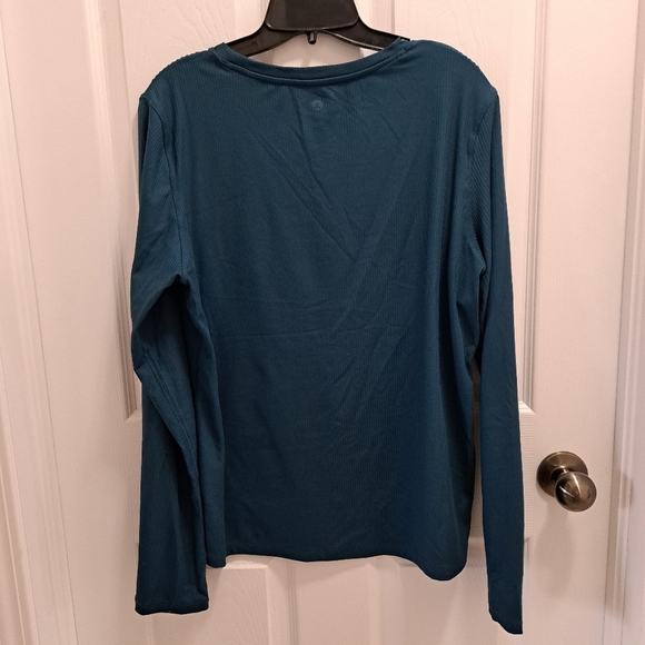 Danskin Active Top Ribbed Women's Large Blue Long Sleeved Crewneck Tee - Picture 15 of 16